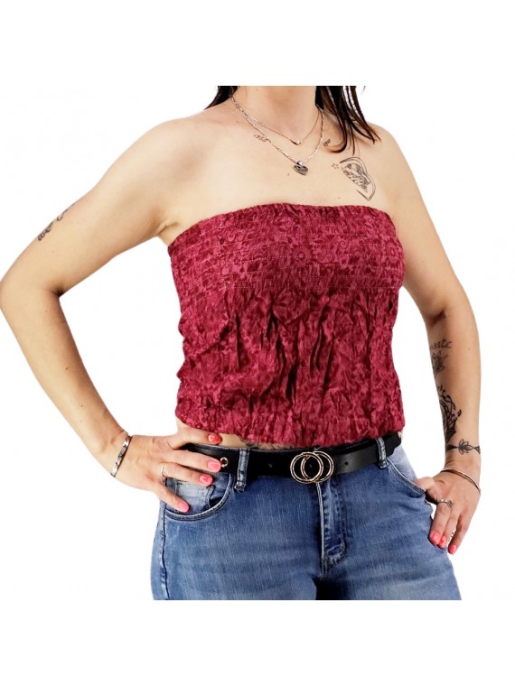 Bustier froncé bordeaux papenoo