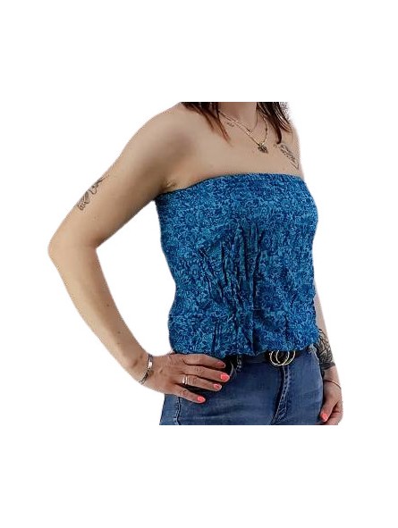Bustier froncé femme bleu roi popenoo