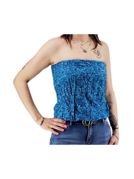 Bustier froncé femme bleu roi popenoo