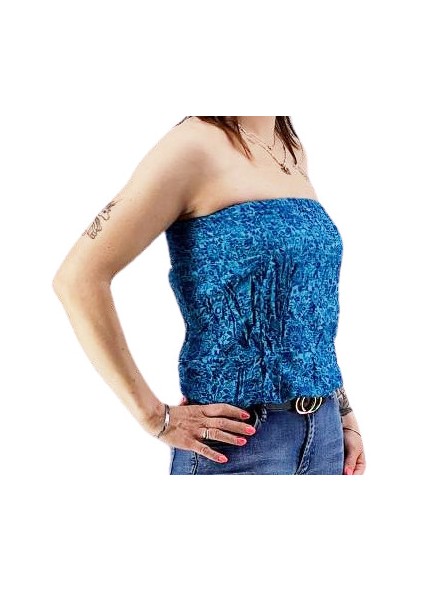 Bustier froncé femme bleu roi popenoo