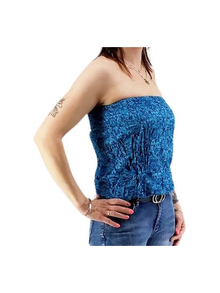Bustier froncé femme bleu roi popenoo