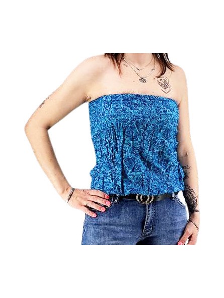 Bustier froncé femme bleu roi popenoo