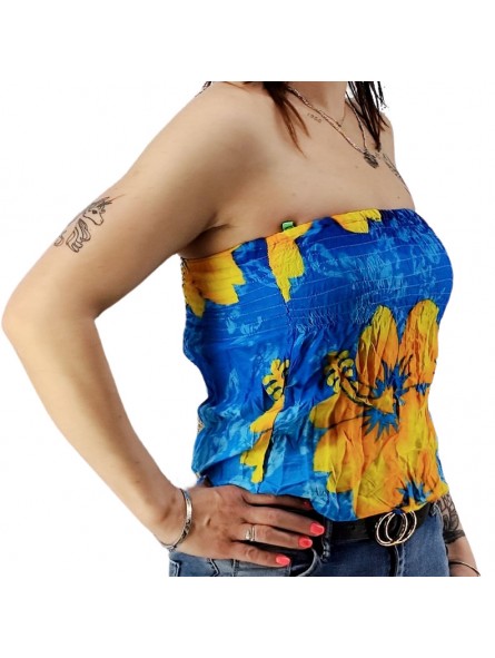 Bustier turquoise froncé femme Gauguin Hibiscus
