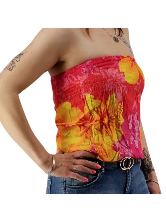 Bustier froncé femme Gauguin Hibiscus - Rose
