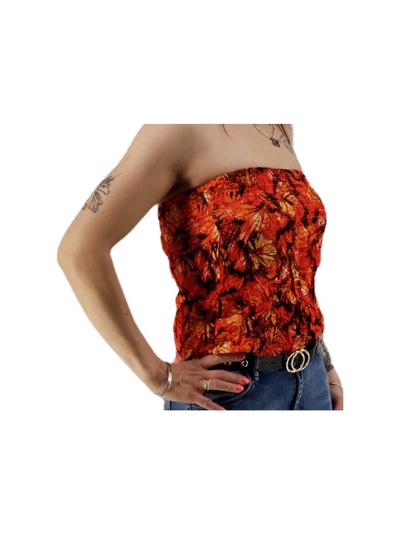 Bustier rouge orangé froncé femme Butterfly