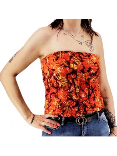 Bustier rouge orangé froncé femme Butterfly