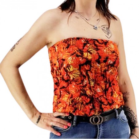 Bustier rouge orangé froncé femme Butterfly