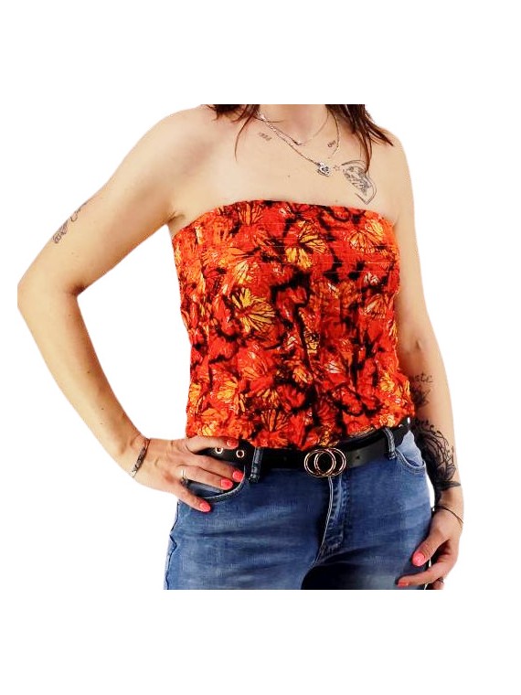 Bustier rouge orangé froncé femme Butterfly