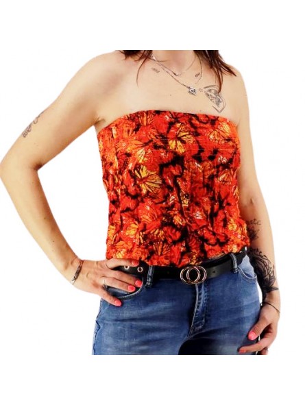 Bustier rouge orangé froncé femme Butterfly