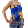 Bustier froncé femme Gauguin Hibiscus - Bleu