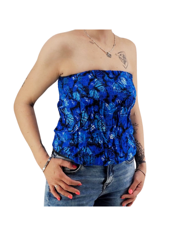 Bustier bleu froncé femme Butterfly
