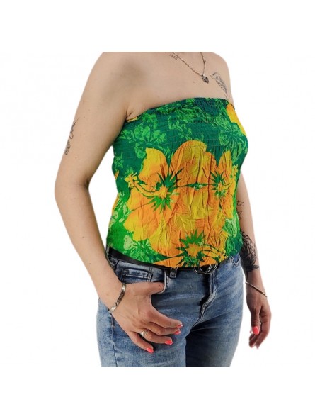 Bustier froncé femme Gauguin Hibiscus - Vert