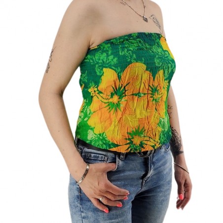 Bustier froncé femme Gauguin Hibiscus - Vert