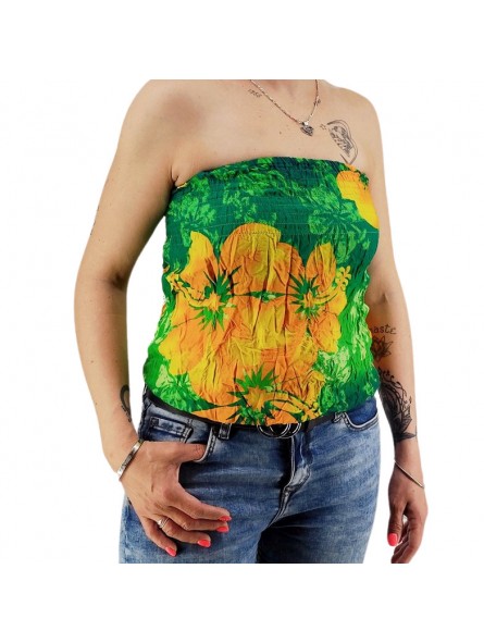 Bustier froncé femme Gauguin Hibiscus - Vert