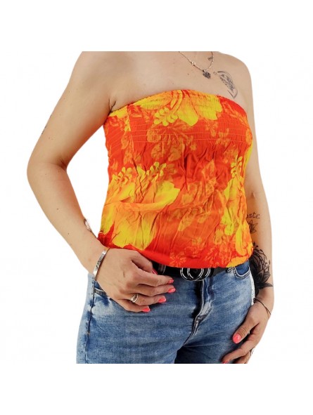 Bustier froncé femme Gauguin Hibiscus - Orange
