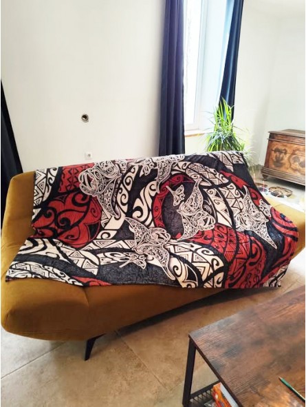 Grand Plaid Tatouage raie manta marron noir