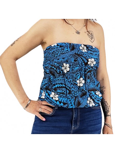 Bustier turquoise froncé femme Polynésian Tattoo