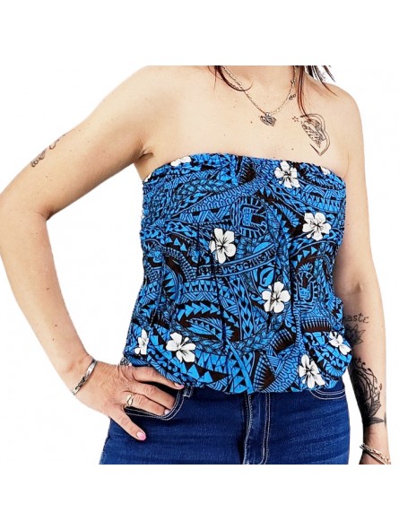 Bustier turquoise froncé femme Polynésian Tattoo