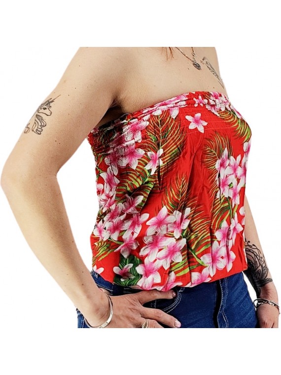 Bustier rouge froncé femme...