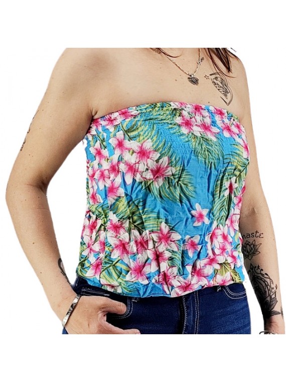 Bustier turquoise froncé femme Frangipane Forest