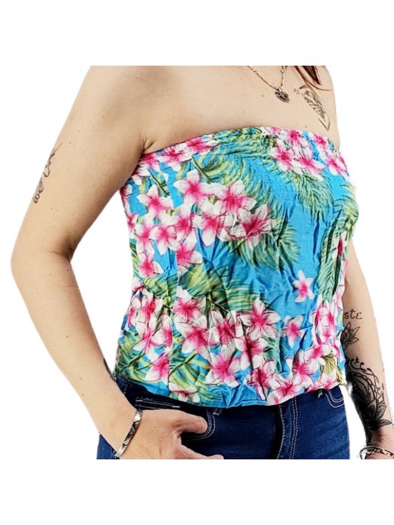 Bustier turquoise froncé femme Frangipane Forest