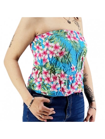 Bustier turquoise froncé femme Frangipane Forest