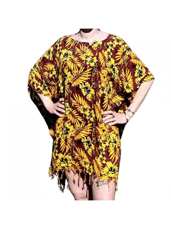 Tunique Femme couleur marron or motifs jungle tropical