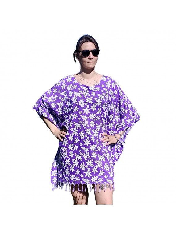 Tunique couleur violette pour Femme motifs imprimé petite fleur de tiaré