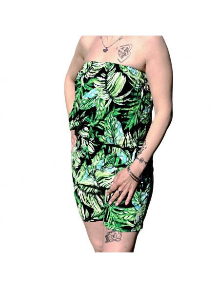 Combi-short Bustier feuillage