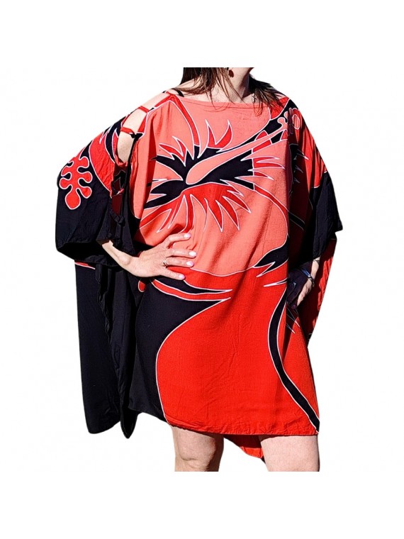 Tunique rouge et noir Hinanoa