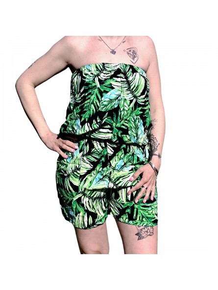 Combi-short Bustier feuillage