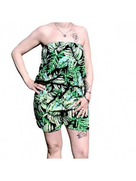 Combi-short Bustier feuillage