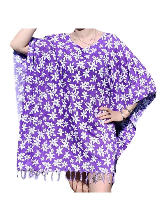 Tunique couleur violette pour Femme motifs imprimé petite fleur de tiaré