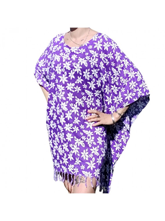 Tunique couleur violette pour Femme motifs imprimé petite fleur de tiaré