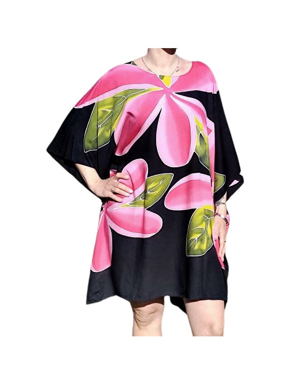 Tunique couleur noire avec motifs fleurs de  Frangipane