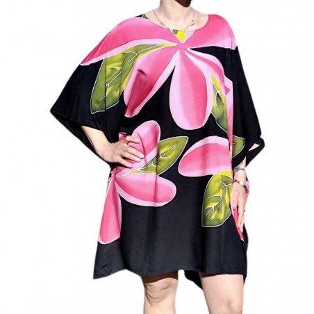 Tunique couleur noire avec motifs fleurs de  Frangipane