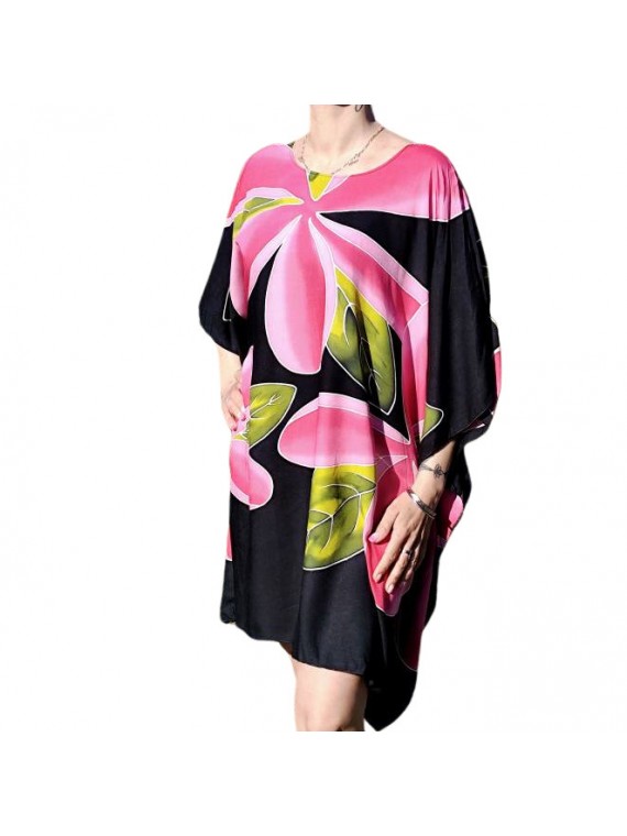 Tunique couleur noire avec motifs fleurs de  Frangipane