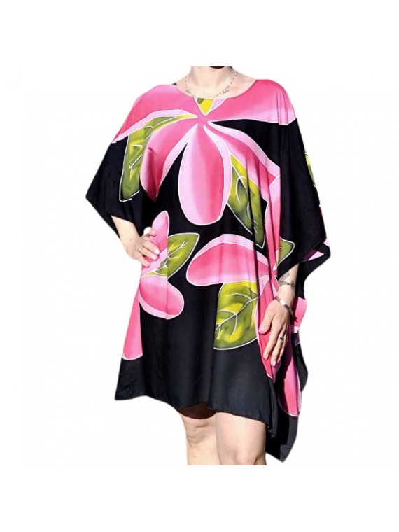 Tunique couleur noire avec motifs fleurs de  Frangipane