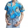 Chemisier hawaïen turquoise aux fleurs d'été