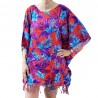 Tunique Femme rouge, bleu, violet motifs fleurs tropical
