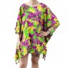 Tunique Femme vert et violet motifs florals
