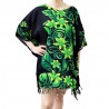Tunique Femme noir et vert motifs fleurs des iles