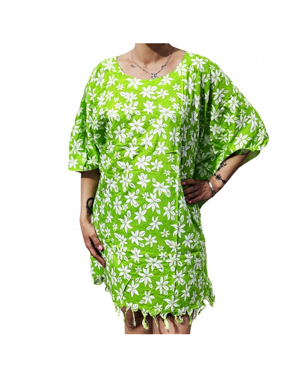 Tunique couleur verte pour Femme motifs  petites fleurs de  tiaré