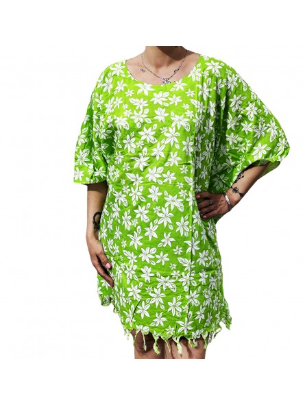Tunique couleur verte pour Femme motifs  petites fleurs de  tiaré