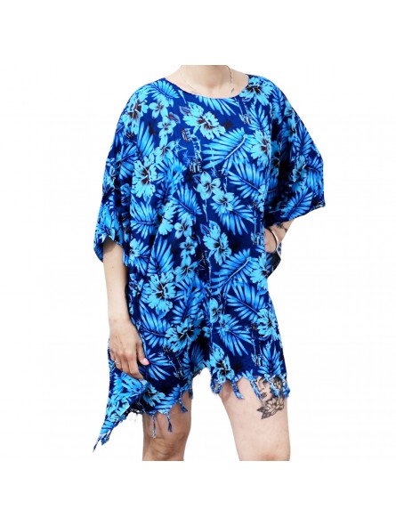 Tunique Femme couleur Bleu Turquoise motifs plage tahitienne