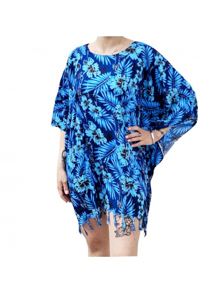 Tunique Femme couleur Bleu Turquoise motifs plage tahitienne
