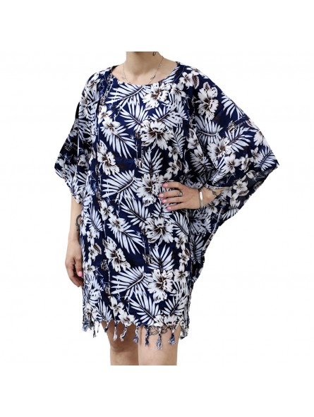 Tunique Femme couleur bleu marine motif jungle tropicale