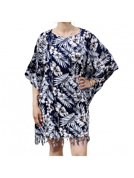 Tunique Femme couleur bleu marine motif jungle tropicale