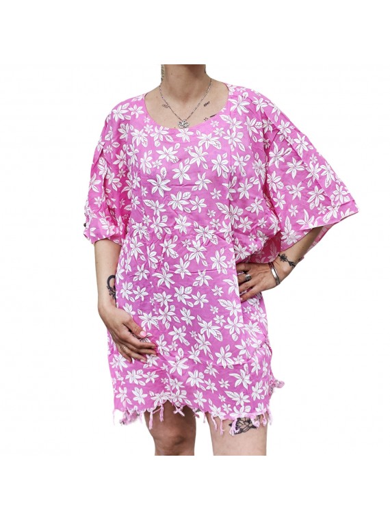 Tunique couleur rose Femme motifs fleurs de petite tiaré