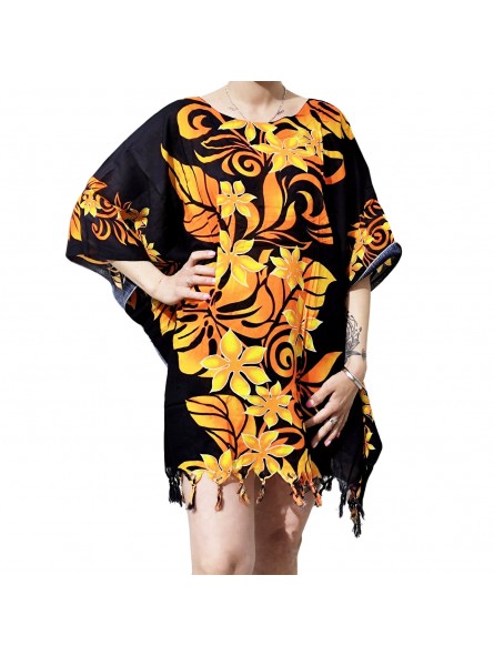 Tunique Femme couleur noir et or motif fleurs